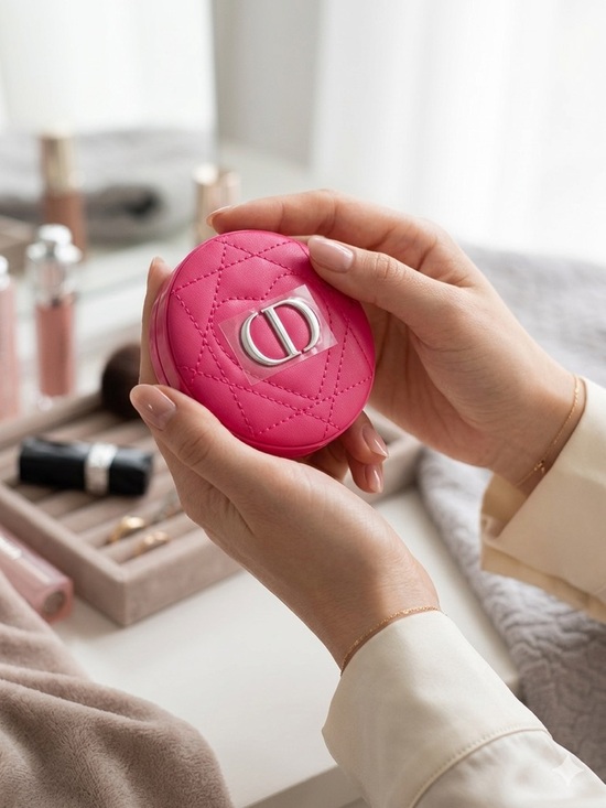 Dior Other - Dior Hot Pink Quilted Compact Mirror with Silver CD Logo